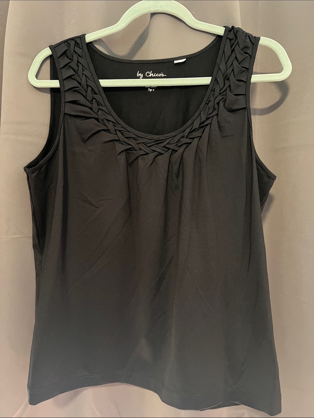 Chico's Black Braided Scoop-Neck Tank